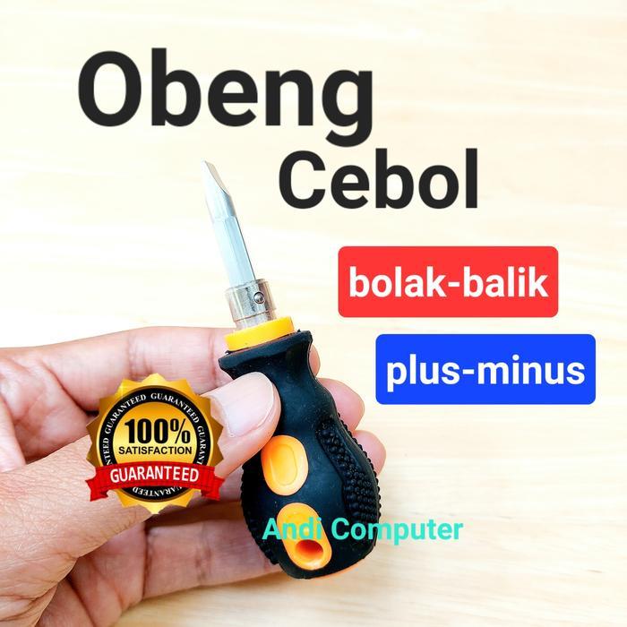 Obeng Cebol Kecil Pendek Plus Minus Bolak Balik