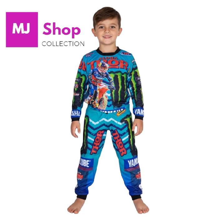 Best Seller Setelan Baju Balap Anak Termurah / Baju Motor Cross Anak Celana Panjang Gambar Original
