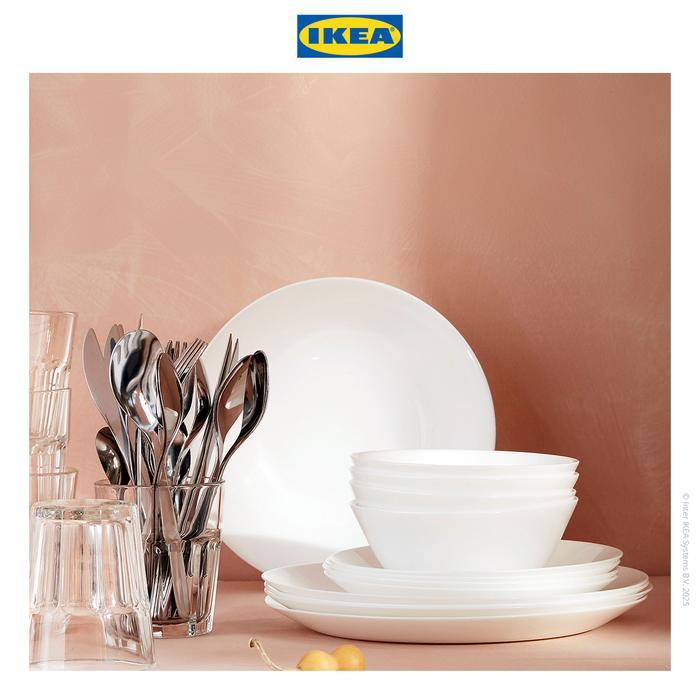 IKEA OFTAST PIRING MAKAN KECIL BAHAN KACA TEMPERED PUTIH 19CM