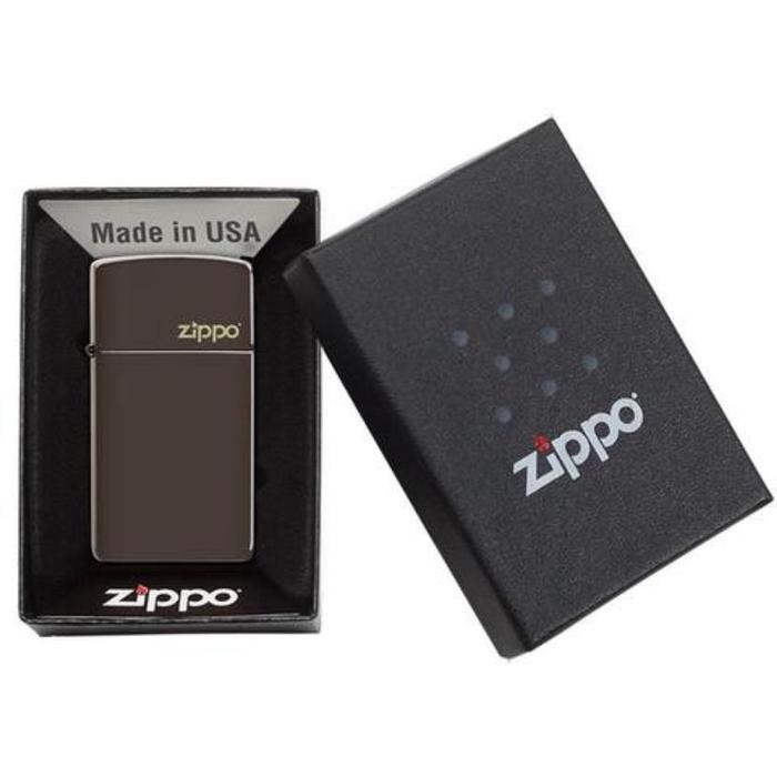 Zippo Slim Brown Zippo Logo 49266ZL