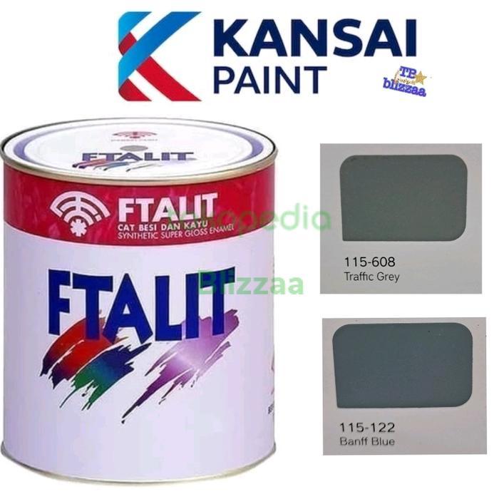 Ftalit Banff Blue 122 Ftalit Traffic Grey 608 Cat Kayu Besi Abu abu 1kg