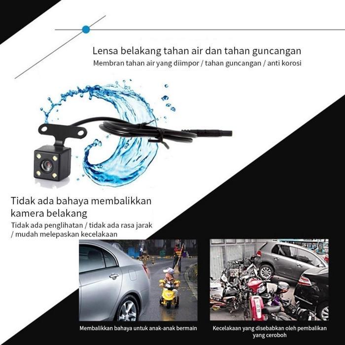 Kamera Tampilan Belakang Mobil + Kamera Dasbor Kamera Mundur Mobil Kendaraan Resolusi 4.3 Inci 1080P