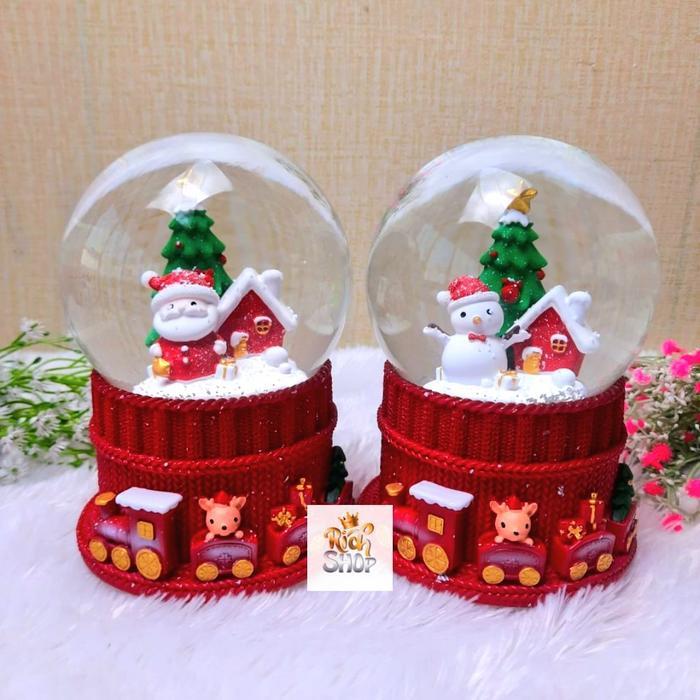 Snowball Kotak Musik Bola Kristal Kaca Salju Christmas Natal