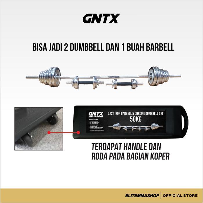 GENETIX FIT Chrome Dumbbell Set 50KG Alat Fitness Barbell Dumbbell, Dumbbell Set, Barbell Set,