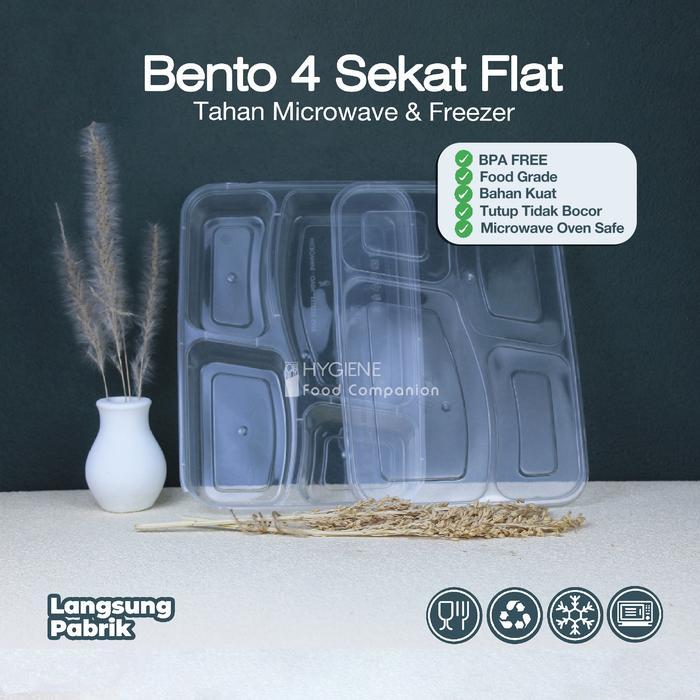 Thinwall Bento Sekat 4 Plastik - Kotak Makan Bento Thinwall Premium