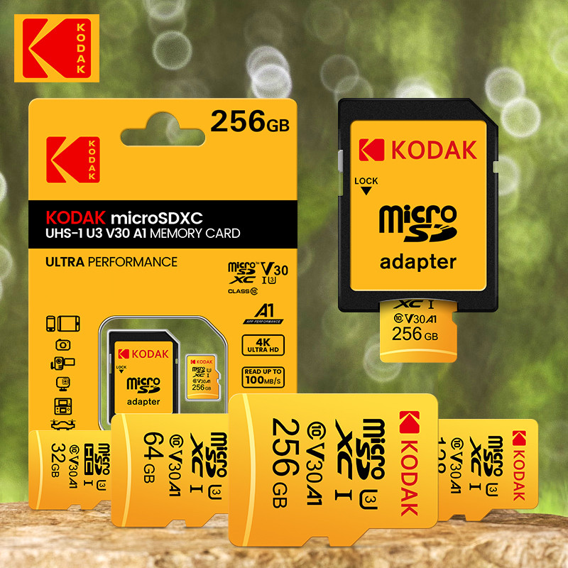 BELI SEKARANG Original KODAK Memory Card 128GB U3 4K Micro SD Card 256GB  SDHC UHS-I C10 A1 V30 512G