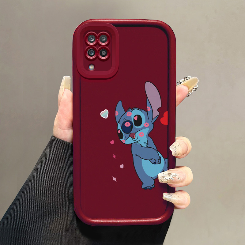 Casing Hp untuk Samsung Galaxy A22 M22 Case Stitch Biru pelindung Kesing silikon lunak baru Cesing S