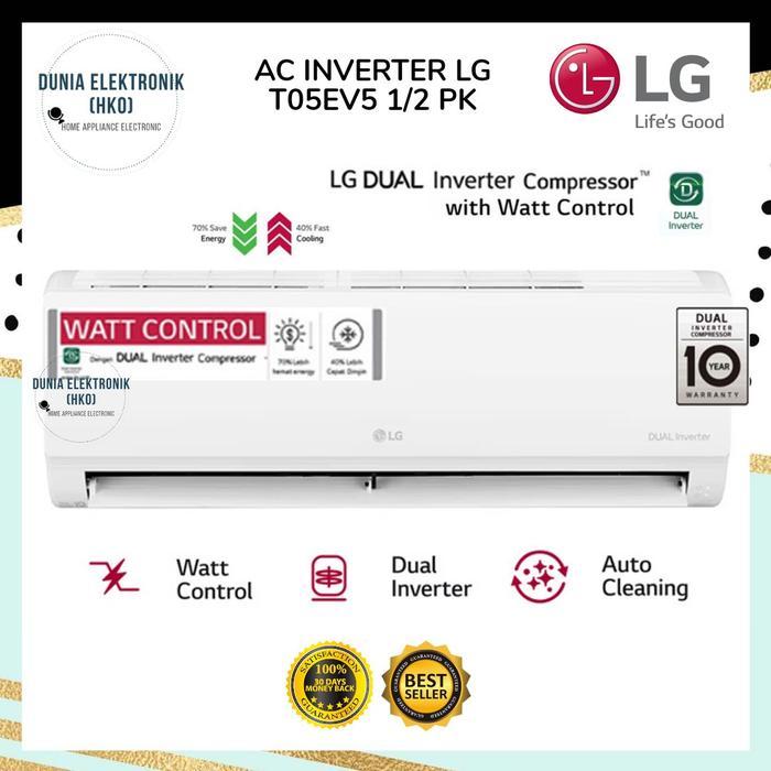 AC Inverter LG 1/2 PK T05EV5 Dual Inverter AC LG T05EV5 Auto Cleaning | With Watt Control LG t05ev5 