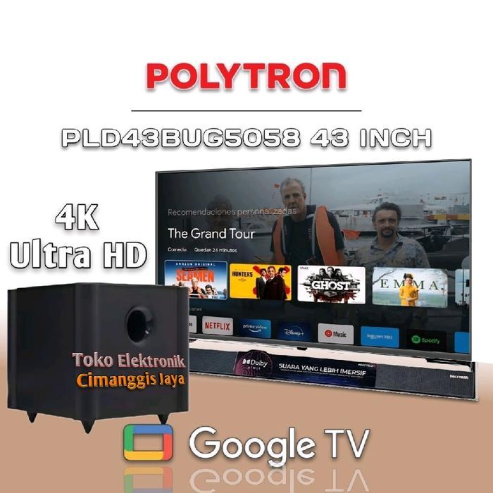 SMART TV LED POLYTRON 43 INCH ANDROID - PLD43BUG5058, tanpa bracket