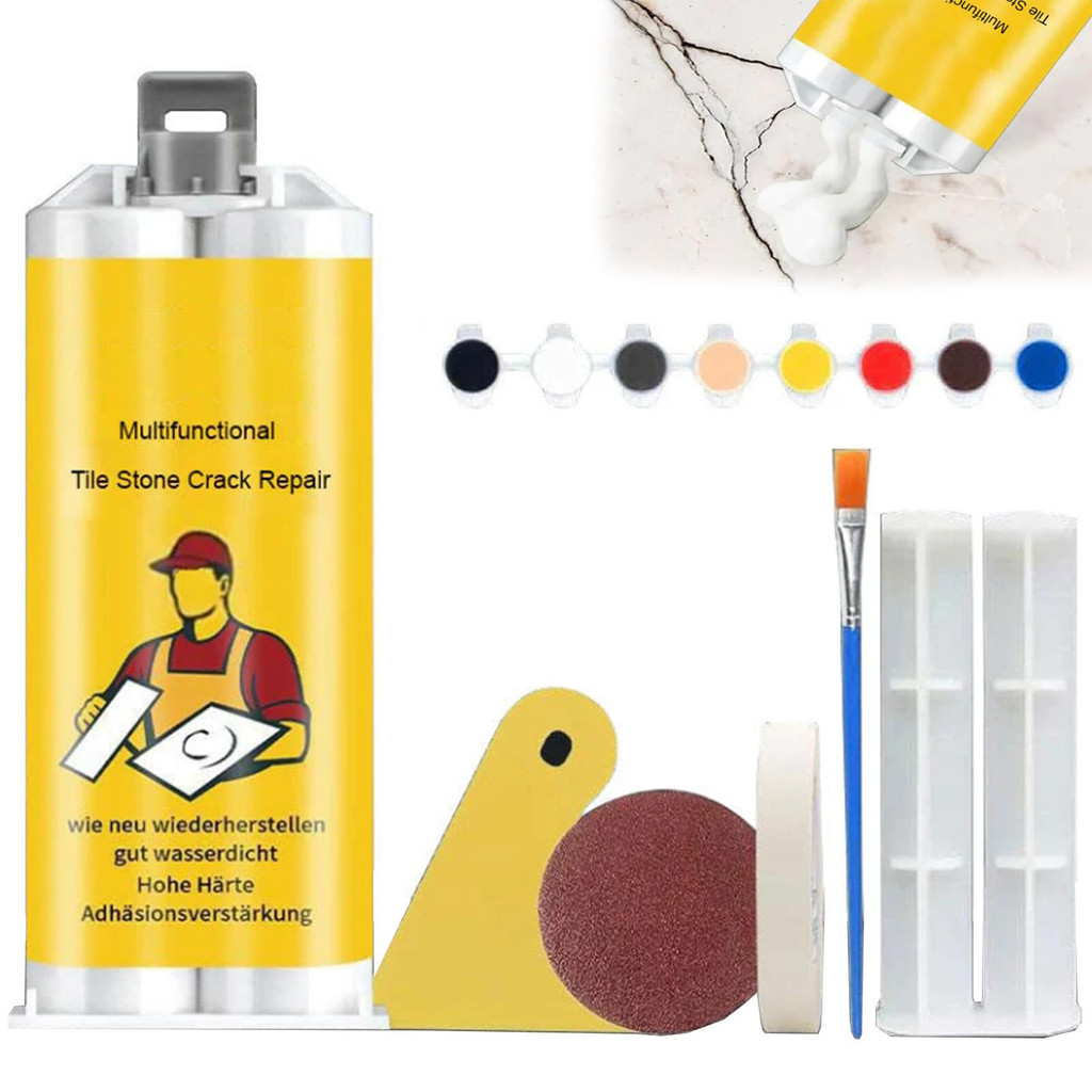 Tile Floor Crack Repair Kit Seamless Glaze Finish for Porcelain Marble Stone with Fast Drying