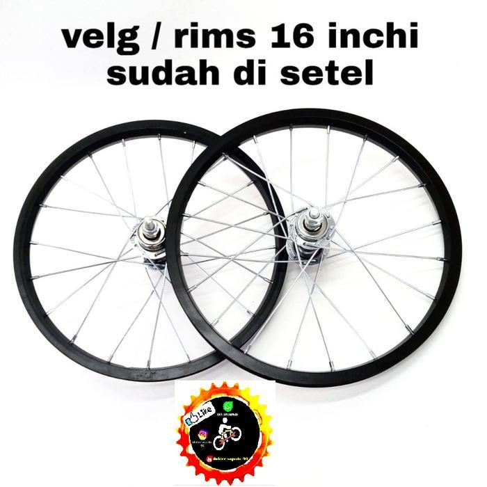 Meroca Bike - Roda Sepeda Anak Wheelset Velg Hitam Uk.16 Alloy Depan Atau Belakang