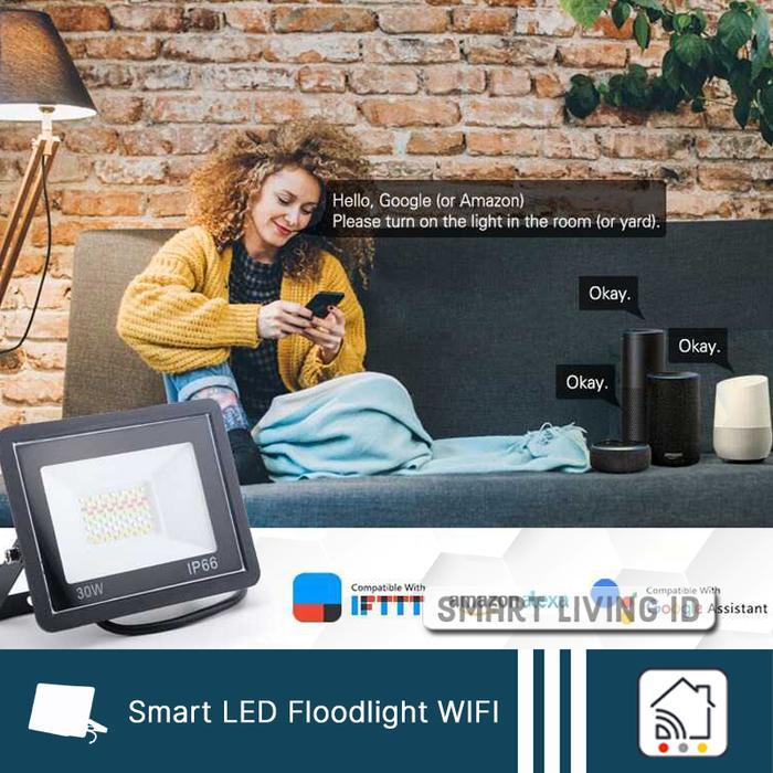 Lampu Sorot Tuya Smart LED Floodlight 50W WIFI RGB GW51 - SMARTLIV