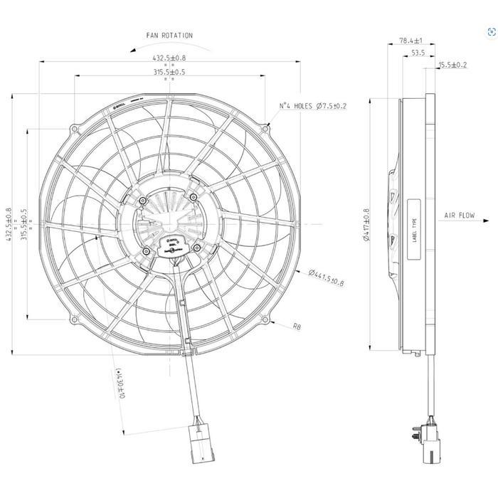 Fan Spal Va97-Bbl339P/R/A/N-103A 16" Inch 24V 2450Cfm Scania