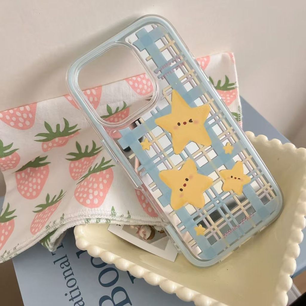 Bingkai Warnabintang Coretan Kotak-Kotak Case Hp Iphone 17 Pro Max 13 Pro Max 15 Plus 11 14 Pro Max 