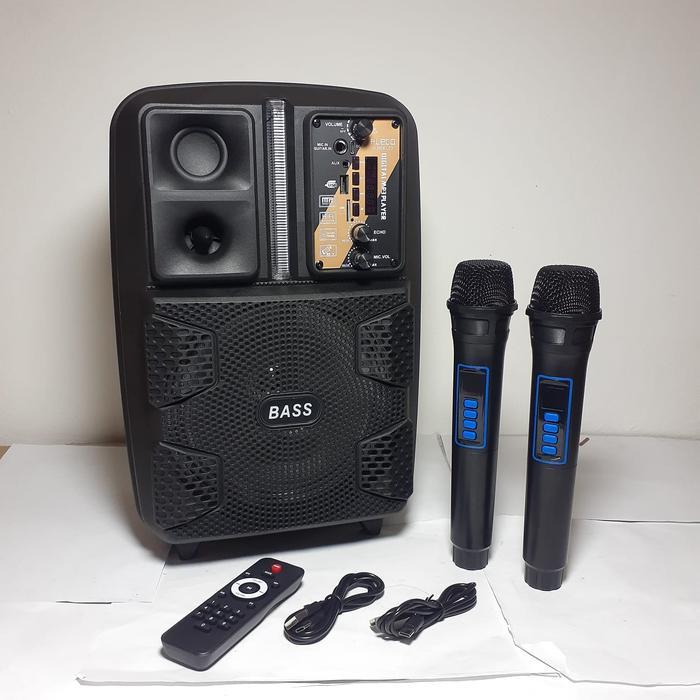Speaker Bluetooth FLECO F-8808 Ukuran 8,5inch Free Dual Mic Wireless Super Bass Speaker Karaoke LED