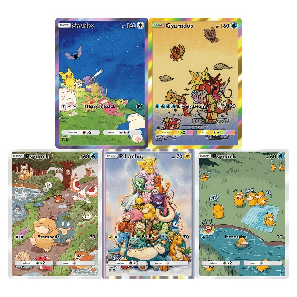 Potdemiel Pokemon Cards PTCG Trading Game Card Holiday Series Featuring Pikachizer Psyduck Snorlax
