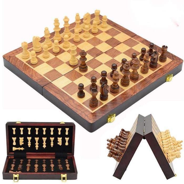 Papan Catur Kayu Premium Papan Catur Magnet Magnetic Chess Board Game