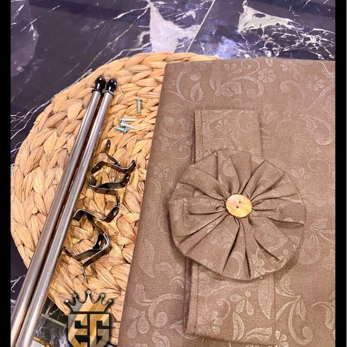 gorden kupu kupu / gorden jendela ikat pita bahan katun fullset besi