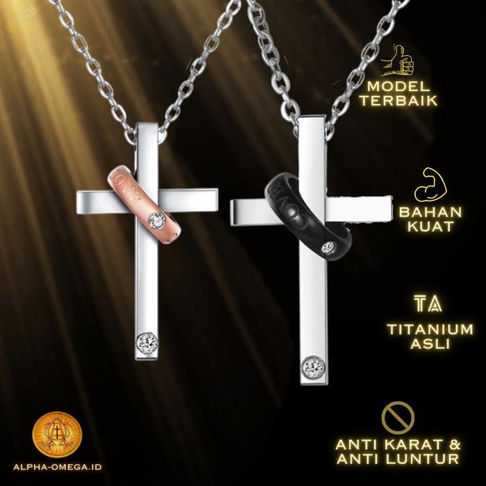 ORIGINAL Kalung Salib Cincin Titanium Couple Kalung Salib Titanium Unik Keren Ready stok