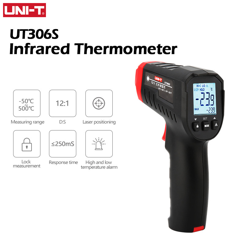UNI-T Digital Infrared Thermometer UT306S UT306C Non-contact Thermometer Laser Temperature Meter Gun