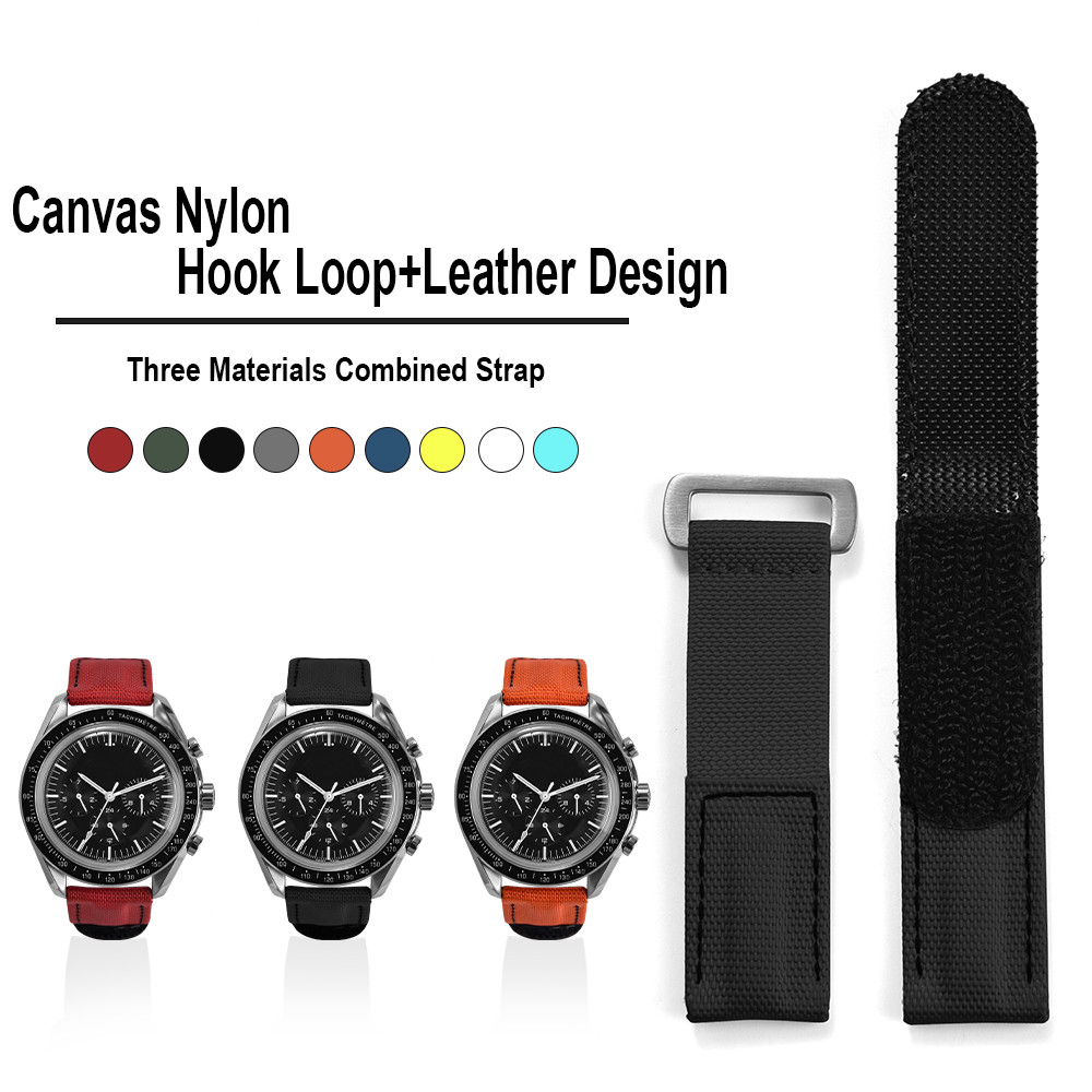 Nylon Watch Strap 20Mm Hook Loop Sailcloth Watch Band Canvas Leather Strap Unrsal Bracelet For Omega