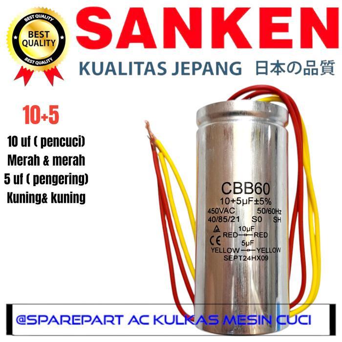 kapasitor mesin cuci sanken tw-8808 tw-8663 tw-8827 tw-8600 te-927 tw-8808 8 kg 2 tabung