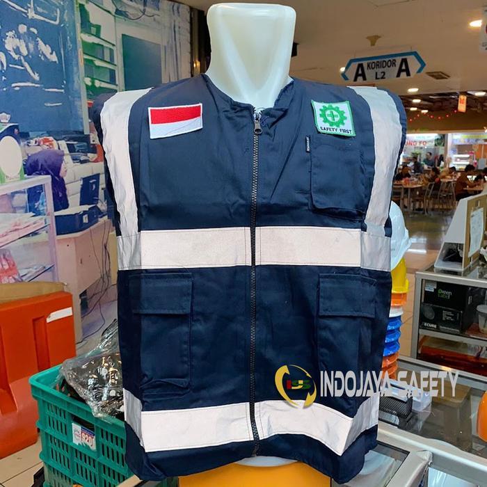 Rompi Safety Proyek Bahan Kain Drill Orange / Rompi Safety Lapangan / Safety Vest K3 Populer