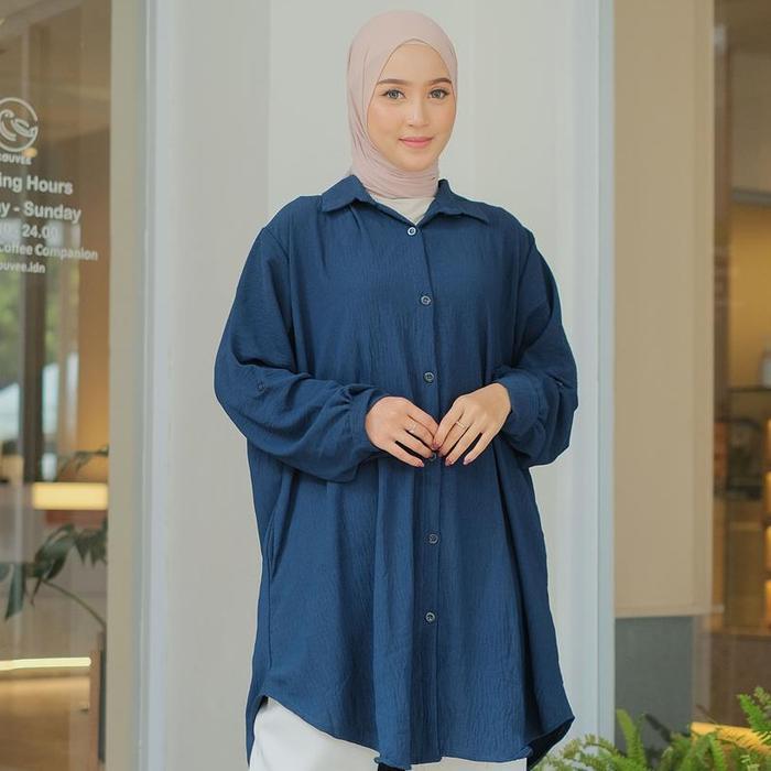 Tunik Jumbo Ld 140 130 120 110 Crinkle Airflow Premium Atasan Muslim Panjang Wanita Polos Oversize