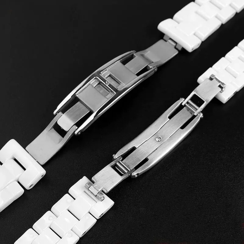 Premium-Grade Ceramic Watchbands Black White For J12 Bracelet 16mm 19mm Strap Stainless steel