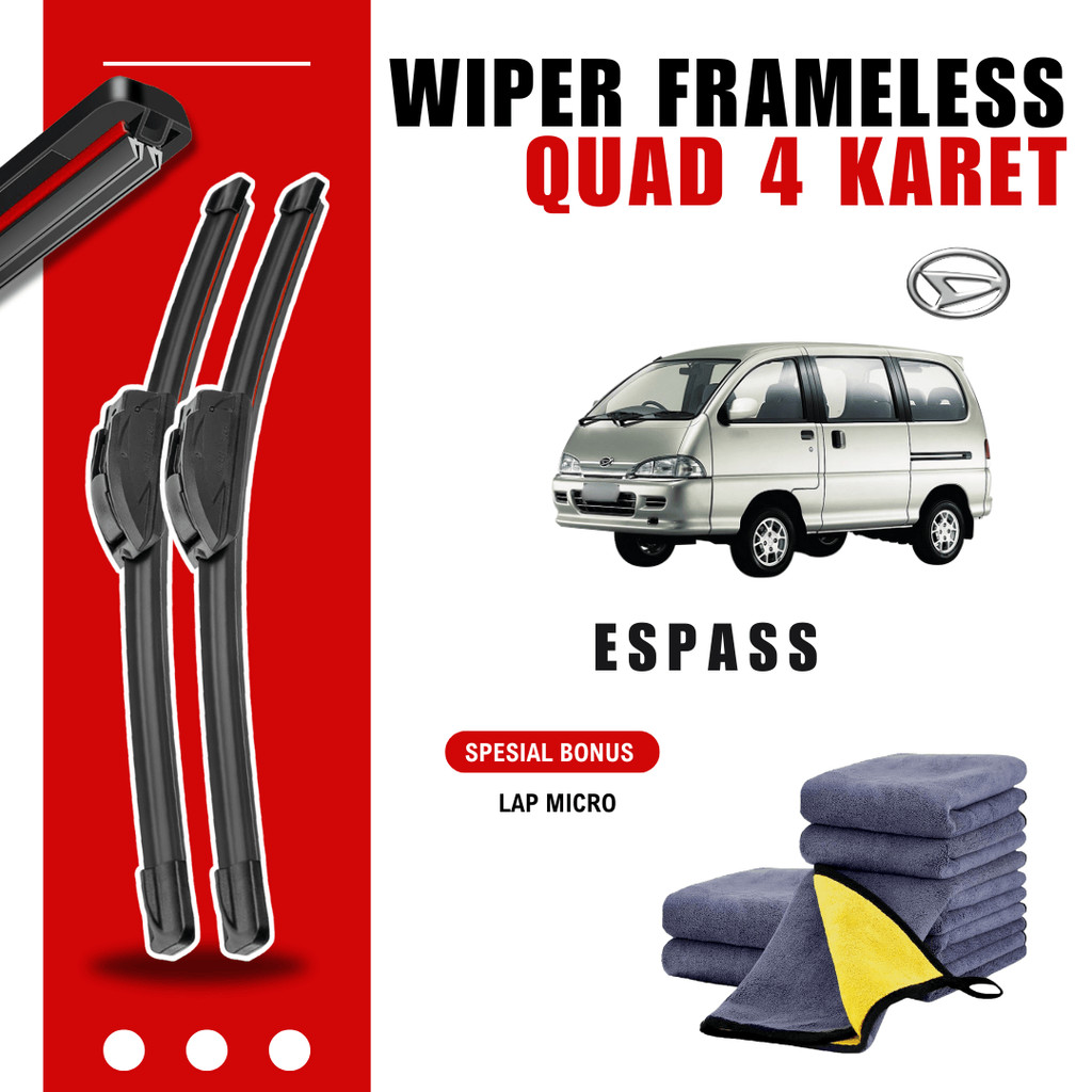 Wiper Daihatsu Espass Quad Kaca Depan Mobil Free Lap Microfiber