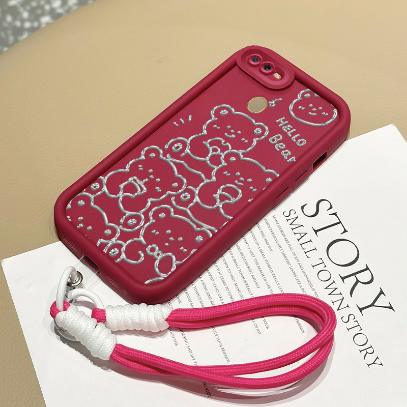 Casing Hp untuk OPPO A7 A5s A12 A12s A11K Case Casing HP Softcase Ponsel Soft Shell dengan Tali Sili