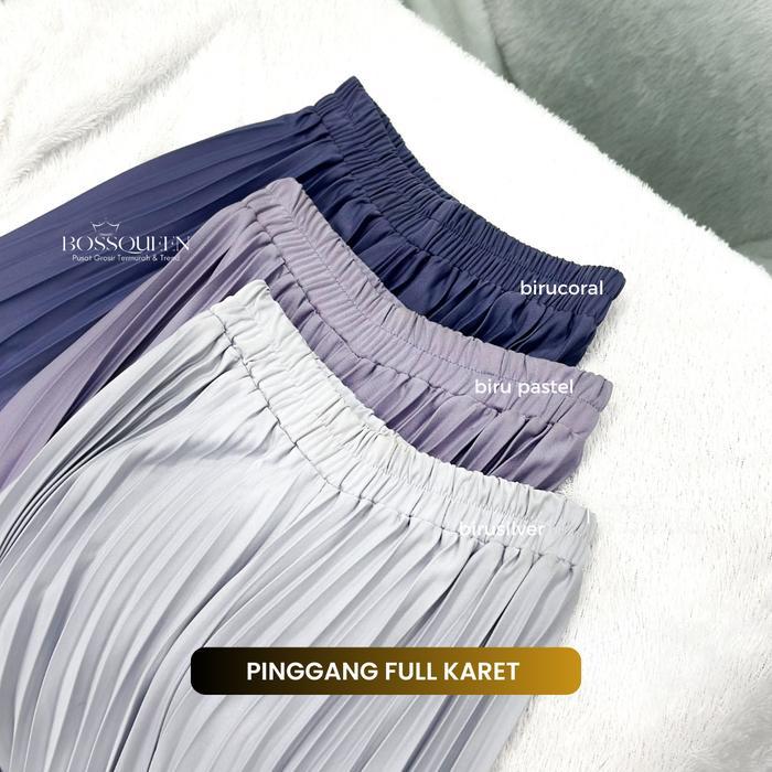 Rok Plisket 100 Cm / Rok Plisket Wanita / Rok Plisket Panjang Dewasa Karet Muslim Bawahan Casual