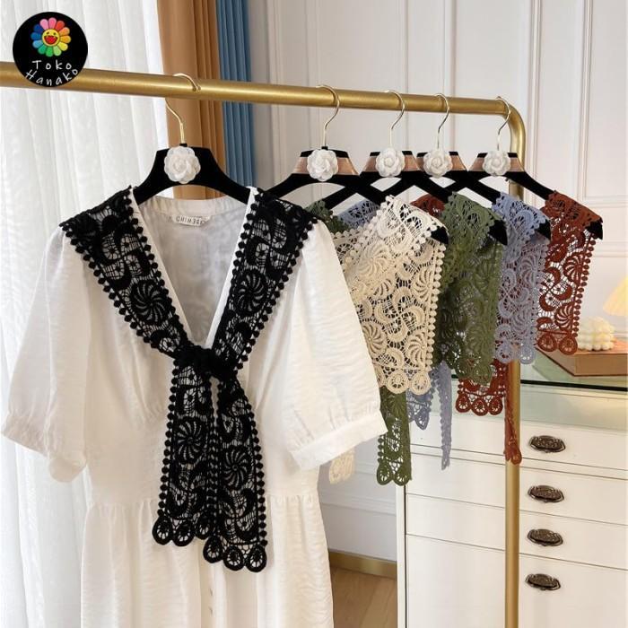 Terlaris Selendang Wanita Renda Aksesoris Wanita / Kerah Baju Instan / Renda Selendang Songket /