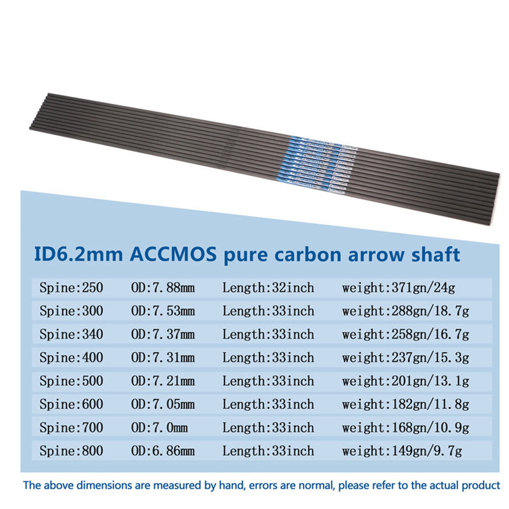 Archery V6 33 inch Carbon Arrows Shafts 6.2 mm Pure Carbon Shaft Tube Spine