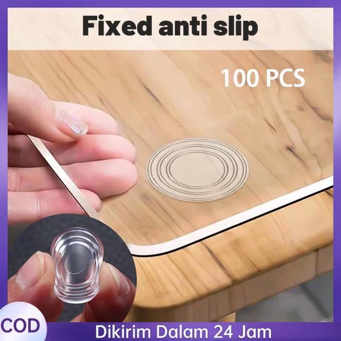 Terlaris 100pcs Karet Ganjal Kaca Karet Bulat Bening Kaca Karet Rubber Meja Tataan Meja Kaca Anti
