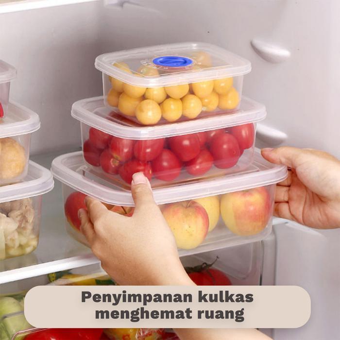 CodHomelix 4Pcs Toples Plastik Bening Food Kontainer Container Kulkas Set Kotak Toples Kulkas Set /