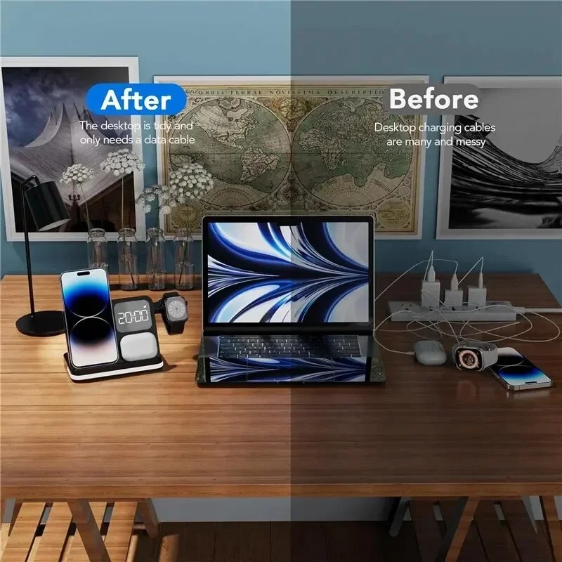 6 In 1 Wireless Charger Stand For iPhone Samsung S23 S22 Ultra Note Fold Galaxy Watch 5 4 Active