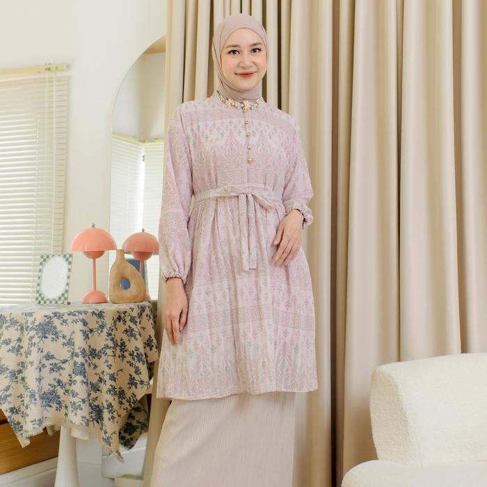 Elsa Long Tunic Pleated Long Tunic Atasan Plisket Wanita Premium Tunic Korean Look Lebaran Idul