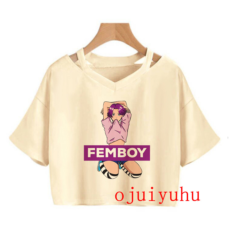 Femboy Hooters Letter Korean Style T Shirt Femboy Mange Crop Tops Sexy Y2K Shirt Women Vintage