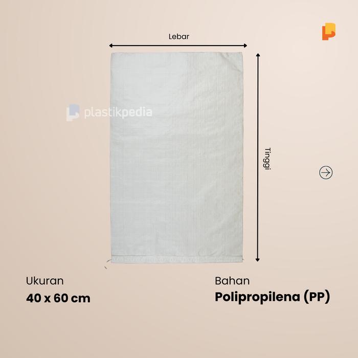 Karung Beras Plastik 15 Kg - Ukuran 40 X 60 Cm Putih Polos (Isi 50 Pcs) Tbk