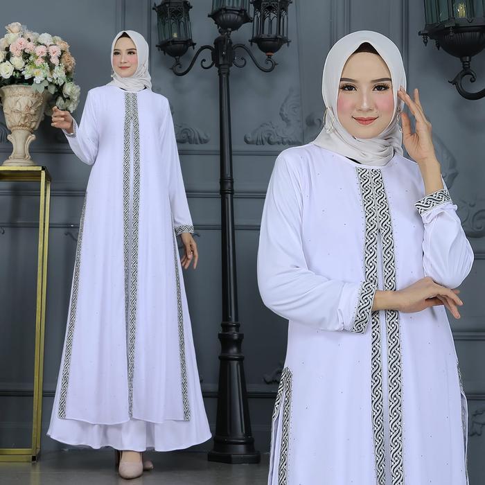 GALERI SICANTIK - COD - Gamis Abaya Putih Terbaru 2024 Simple Elegan