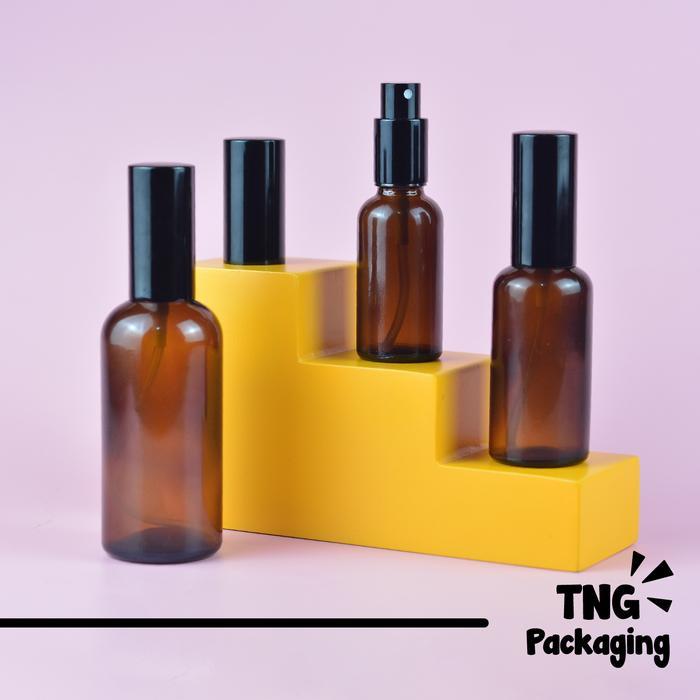 Botol Spray Kaca Amber 30ml 50ml 100ml Tutup Hitam Botol Parfum Kaca Tebal, Spray Plastik Hitam,