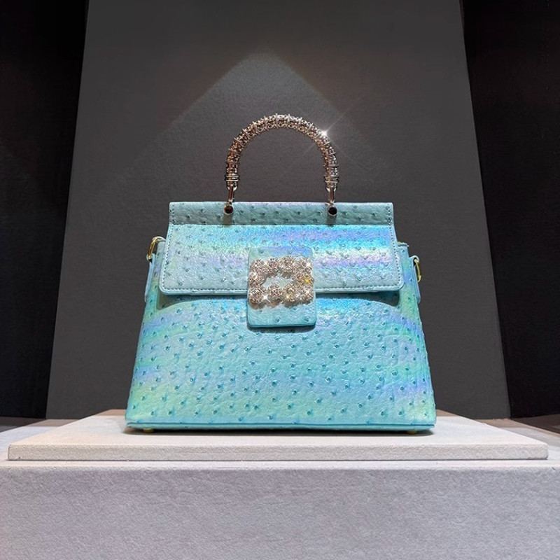 Luxury Brand Diamond Handbag 2025 New Bag Handbag Real Leather Bag Shoulder Crossbody Bag Ostrich