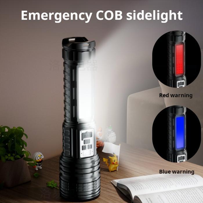 "New" Baru Senter LED S71 Super Terang dengan Sumber Cahaya Ganda 50000 Lumens 26650 Senter Taktis