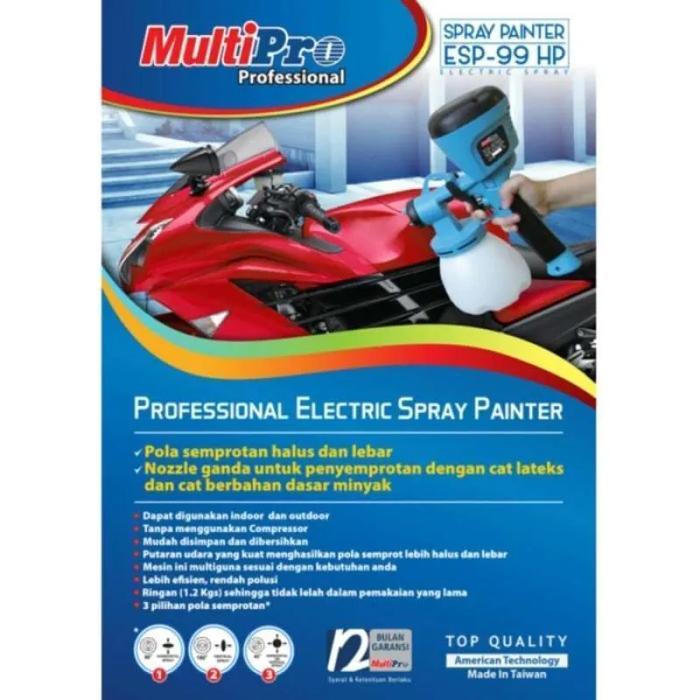 MULTI PRO SPRAY GUN LISTRIK ESP99 - NOZZLE DAN JARUM KUNINGAN 450 WATT COCOK UNTUK CAT MINYAK