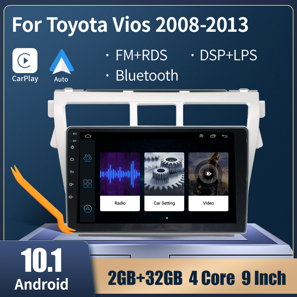 Android 10.1 Car Stereo Radio For Toyota Vios 2008-2013 Auto Multimedia Video Player Carplay GPS Nav