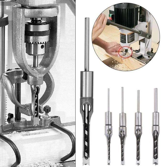 Square Mata Bor Perkayuan Lubang Persegi Pahat bor Woodworking Bor Alat Auger Mortising Pahat Bor
