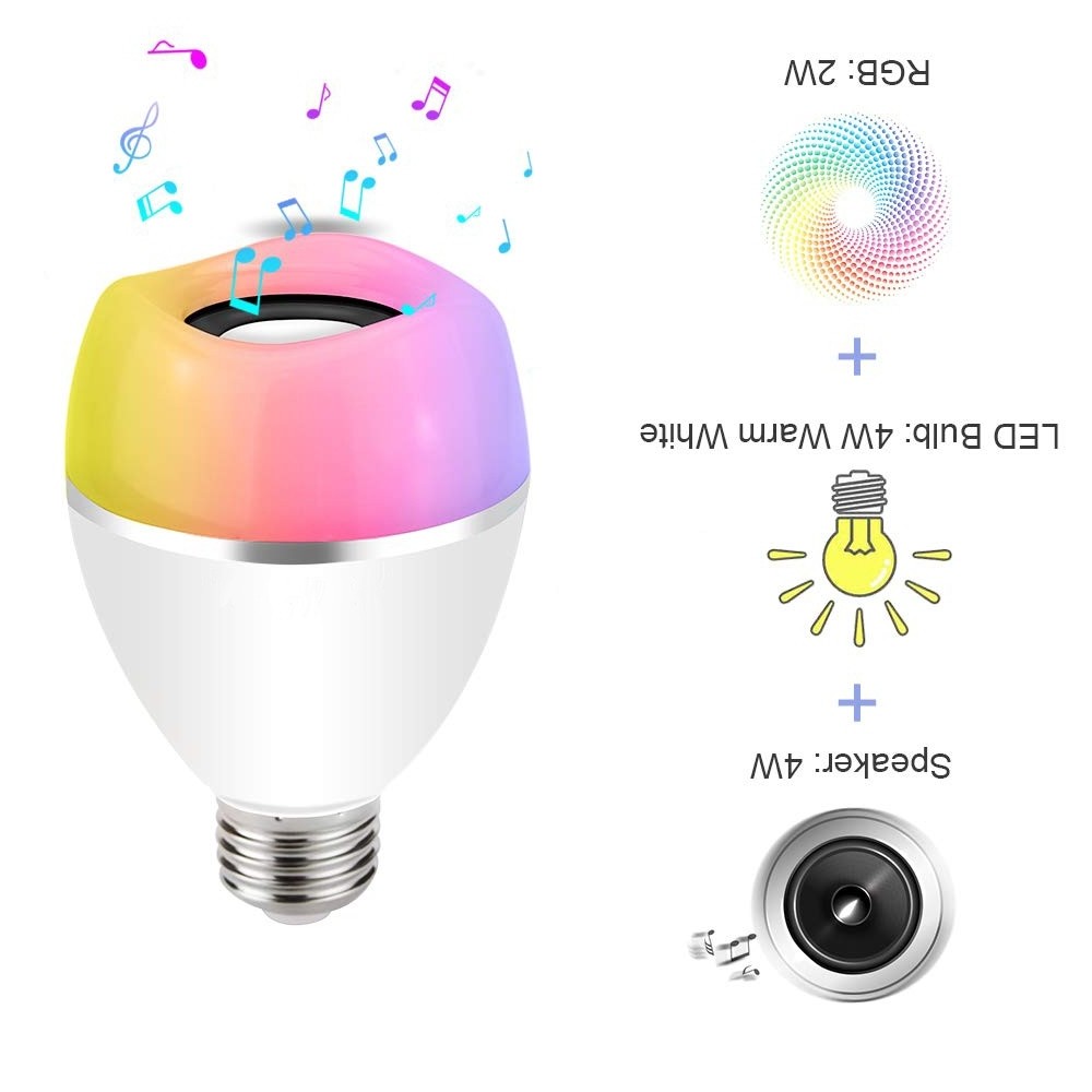 LED Music Light Bulb, Bluetooth Speaker & App Remote Control Color Changing Light Bulb,Music Sync,16