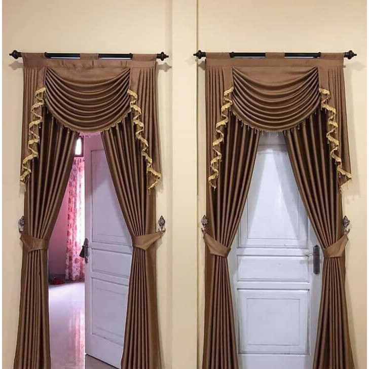 gorden jendela 1 set lengkap/gorden poni gelombang gorden