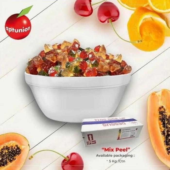 APTUNION MIXED PEELED SUKADE BUAH CAMPURAN PEPAYA CERI JERUK 250 GRAM